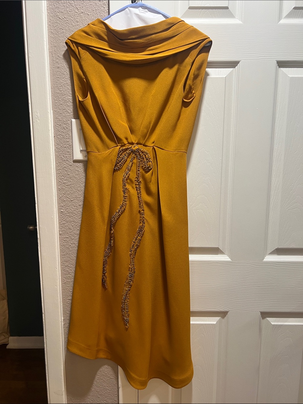 Nina Ricci Mustard Yellow Cowl Neck Dress